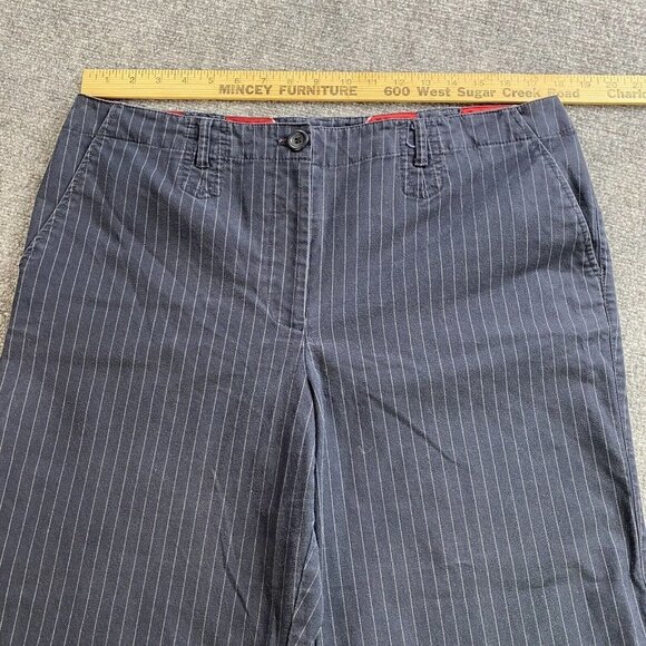 Talbots Jeans Women's 16 Blue Cropped High Rise Straight Pin Striped Stretch - Picture 12 of 15